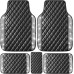 Bling Leather Car Floor Mats Full Set, Sparkly Diamond Car Mats Universal Fit Most Automotive, Waterproof Anti-Slip, 5 pcs Set