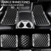 Bling Leather Car Floor Mats Full Set, Sparkly Diamond Car Mats Universal Fit Most Automotive, Waterproof Anti-Slip, 5 pcs Set