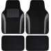 Leather Waterproof Sporty Car Floor Mats Carpet,Universal Automotive Floor Mat, Set of 4 (Black and Gray)