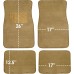 Car Floor Mat 4 Piece Set Driver's Seat with Heel Pad Deluxe Front 66 x 43 cm Rear 32 x 43 cm Beige