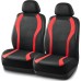 Leather Car Seat Covers, Premium Automotive Waterproof Two Front Bucket Seat Protectors, Black and Red PVC Patchwork