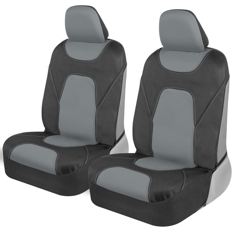 Car Seat Covers for Front Seats, Gray – Two-Tone Waterproof Cars, Neoprene Cover Set, Interior Auto Truck Van SUV