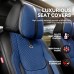 Front Leather Car Seat Covers,Breathable and Waterproof Faux Leather Automotive Seat Covers,Universal Anti-Slip, Navy Blue