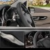 Car Steering Wheel Cover Universal Standard Size 14.5-15 inch, Black Microfiber Leather