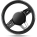 Car Steering Wheel Cover - Microfiber Leather Steering Wheel Wrap Sports 14.5-15 Inch Steering Wheel Cover Non-Slip Grey