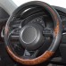 Wood Grain Steering Wheel Cover Black Microfiber Leather, Suitable for 14 1/2-15 inch Comfortable Anti-Slip, Good Breathable