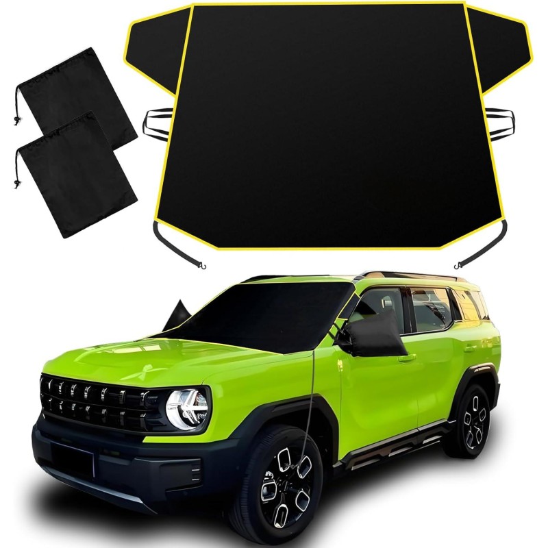 Windshield Cover for Ice and Snow,【Premium Heavy Duty Durable Oxford Fabric】Against Snow Ice and Frost with Panels& Straps