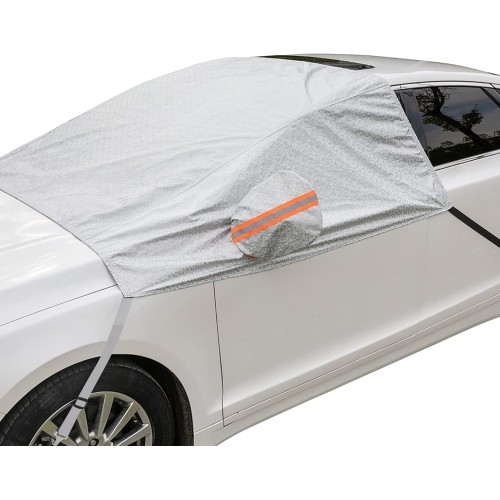 Universal Car Windshield Cover for Ice Snow, 63''x102''  Windshield Sun Shade with Mirror Covers and Anti-Theft Tuck-in Flaps