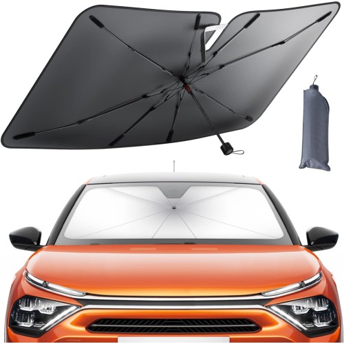 Car Windshield Sunshade Umbrella - Foldable 5 Layers UV Block Coating, 52"x31" Front Window Heat Insulation Protection